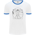 Gaming Vitruvian Gamer Funny Video Games Mens White Ringer T-Shirt White/Royal Blue