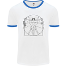 Gaming Vitruvian Gamer Funny Video Games Mens White Ringer T-Shirt White/Royal Blue