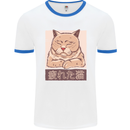 A Tired Cat Mens White Ringer T-Shirt White/Royal Blue