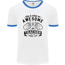 Awesome Teacher Looks Like Teaching Funny Mens White Ringer T-Shirt White/Royal Blue