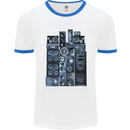 Speaker Stack Music HI-FI Mens White Ringer T-Shirt White/Royal Blue