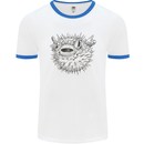 A Pufferfish Puffer Illustration Mens White Ringer T-Shirt White/Royal Blue
