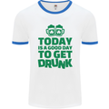 Good Day to Get Drunk St. Patrick's Day Mens White Ringer T-Shirt White/Royal Blue