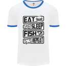 Eat Sleep Fish Repeat Funny Fishing Mens White Ringer T-Shirt White/Royal Blue