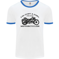 A Girl Who Loves Motorcycles Biker Mens Ringer T-Shirt White/Royal Blue