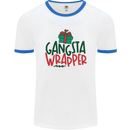 Gangsta Wrapper Funny Christmas Present Mens White Ringer T-Shirt White/Royal Blue