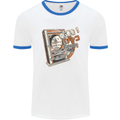 Pachinko Machine Arcade Game Pinball Mens White Ringer T-Shirt White/Royal Blue