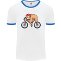 Cycling Sleeping Sloth Bicycle Cyclist Mens White Ringer T-Shirt White/Royal Blue