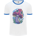 Trippy Magic Mushroom LSD Mens Ringer T-Shirt White/Royal Blue
