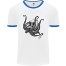 Cthulhu Skull Mens White Ringer T-Shirt White/Royal Blue