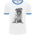 A Happy Pug Funny Dog Funny Mens White Ringer T-Shirt White/Royal Blue