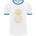 Mandala Buddha Art Mens Ringer T-Shirt White/Royal Blue