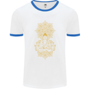 Mandala Buddha Art Mens Ringer T-Shirt White/Royal Blue