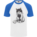 I Love Cats Cute Kitten Mens S/S Baseball T-Shirt White/Royal Blue