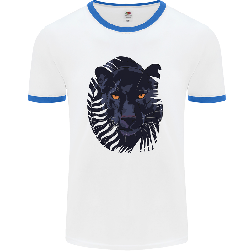 A Black Panther Mens White Ringer T-Shirt White/Royal Blue