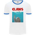 Claws Funny Sloth Parody Mens White Ringer T-Shirt White/Royal Blue