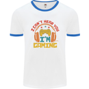 I Can't Hear You I'm Gaming Funny Gaming Mens White Ringer T-Shirt White/Royal Blue