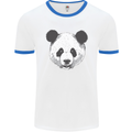 A Panda Bear Face Mens White Ringer T-Shirt White/Royal Blue