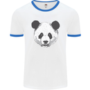 A Panda Bear Face Mens White Ringer T-Shirt White/Royal Blue