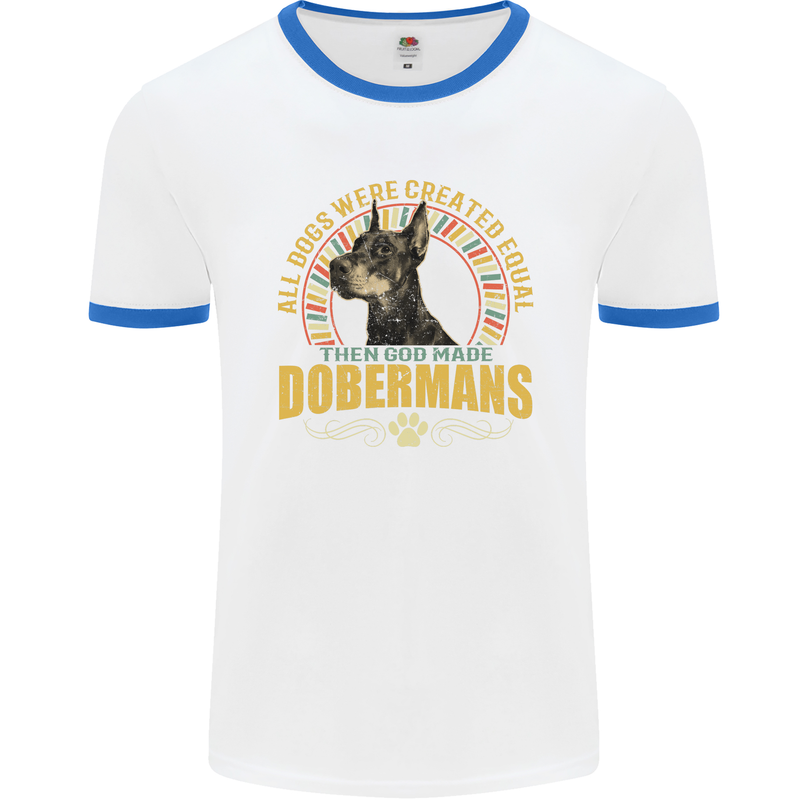 A Dobermans Dog Mens Ringer T-Shirt White/Royal Blue