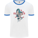 Chinese Zodiac Shengxiao Year of the Snake Mens White Ringer T-Shirt White/Royal Blue