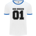 His Queen Funny Valentines Day Mens Ringer T-Shirt White/Royal Blue