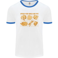 Funny Chicken Humour Chef BBQ Food Cook Mens Ringer T-Shirt White/Royal Blue