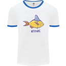 Goldfish Atitude Great White Shark Wannabe Mens White Ringer T-Shirt White/Royal Blue