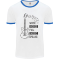 Guitar When Words Fail Music Speaks Mens Ringer T-Shirt White/Royal Blue