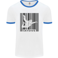 Skydiving Barcode Skydive Skydiver Freefall Mens White Ringer T-Shirt White/Royal Blue