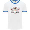 London Coat of Arms England St Georges Day Mens White Ringer T-Shirt White/Royal Blue