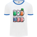 St Patricks Day Beer USA Irish American Mens White Ringer T-Shirt White/Royal Blue