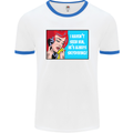 I Haven't Seen Him Skydiving Skydiver Funny Mens White Ringer T-Shirt White/Royal Blue