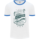 Life is Better With Chickens Around Farming Mens Ringer T-Shirt White/Royal Blue