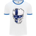 Gym Finnish Flag Ripped Muscles Finland Mens White Ringer T-Shirt White/Royal Blue