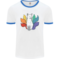 LGBT Kitsune Fox Gay Pride Mens White Ringer T-Shirt White/Royal Blue