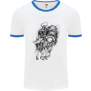 Odin the Viking on Horseback Valhalla Gods Mens White Ringer T-Shirt White/Royal Blue