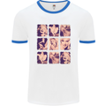 Marilyn Collage Celebrity Fashion Mens White Ringer T-Shirt White/Royal Blue