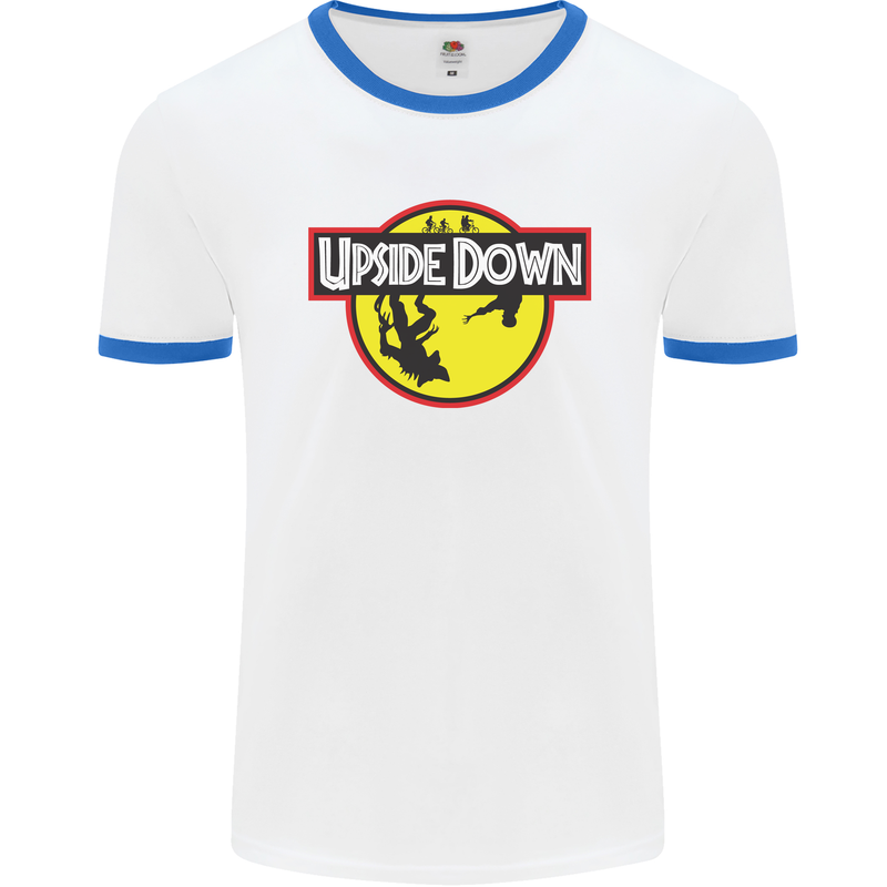 Upside Down SCI-FI TV Program Mens White Ringer T-Shirt White/Royal Blue