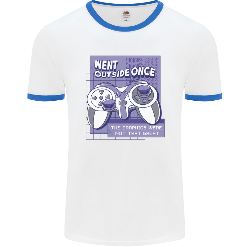 Antisocial Gamer Gaming Funny Graphics Mens White Ringer T-Shirt White/Royal Blue