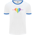 LGBT Gay Pulse Heart Gay Pride Awareness Mens White Ringer T-Shirt White/Royal Blue