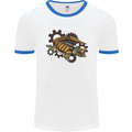 Steampunk Crocodile Alligator Mens Ringer T-Shirt White/Royal Blue