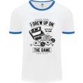 I Grew up on the Gamer Funny Gaming Mens White Ringer T-Shirt White/Royal Blue