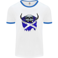 Scotland Flag Skull Scottish Biker Gothic Mens White Ringer T-Shirt White/Royal Blue