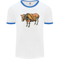 A Steampunk Bull Mens White Ringer T-Shirt White/Royal Blue