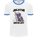 Jiu jitsu Word Cloud MMA Mixed Martial Arts Mens White Ringer T-Shirt White/Royal Blue