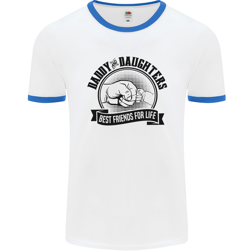 Daddy & Daughters Best Friends Father's Day Mens White Ringer T-Shirt White/Royal Blue