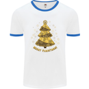 Steampunk Christmas Tree Mens White Ringer T-Shirt White/Royal Blue