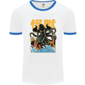 Cthulhu Japanese Anime Kraken Mens White Ringer T-Shirt White/Royal Blue