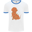 A Funny Christmas Tree Dachshund Mens White Ringer T-Shirt White/Royal Blue